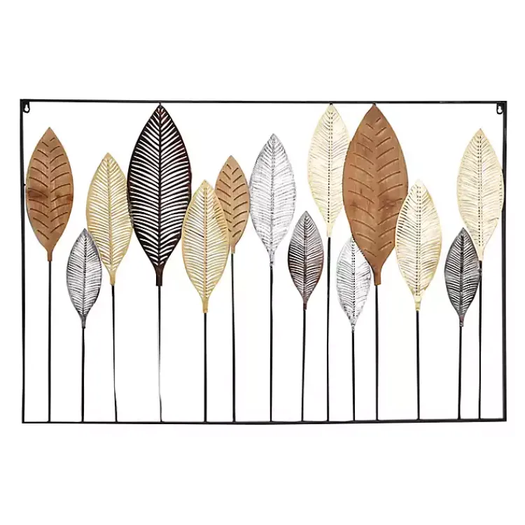 Kirklands Home Wall Plaques|Metal and Wood Leaf Stems Wall Plaque Multi