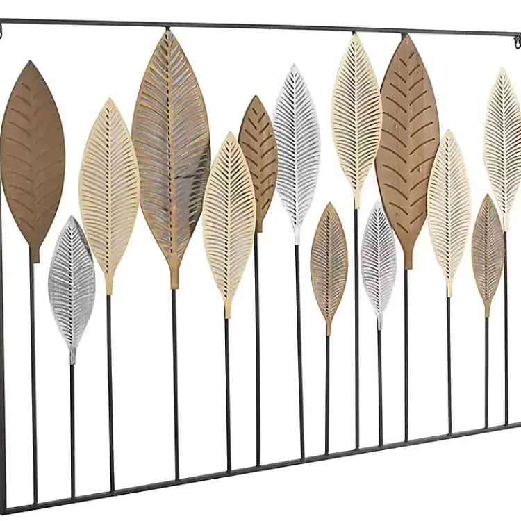 Kirklands Home Wall Plaques|Metal and Wood Leaf Stems Wall Plaque Multi