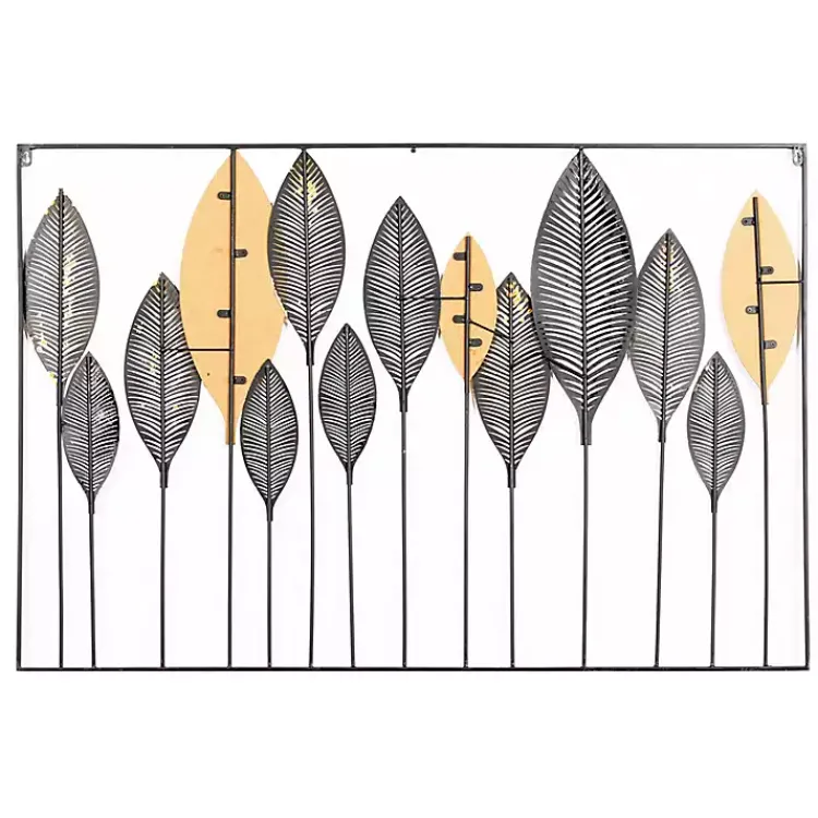 Kirklands Home Wall Plaques|Metal and Wood Leaf Stems Wall Plaque Multi