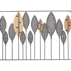 Kirklands Home Wall Plaques|Metal and Wood Leaf Stems Wall Plaque Multi