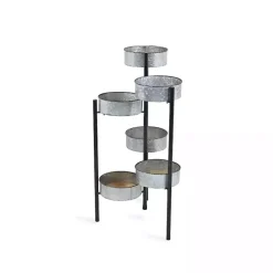 Kirklands Home Planters|Metal and Wood 6-Pot Folding Plant Stand
