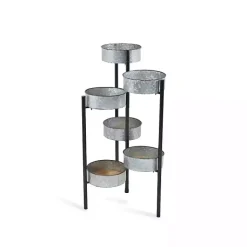 Kirklands Home Planters|Metal and Wood 6-Pot Folding Plant Stand
