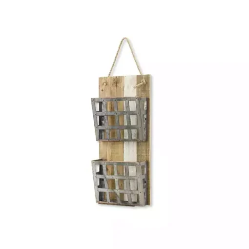 Kirklands Home Wall Storage|Metal and Wood 2-Tier Mail Holder Wall Plaque