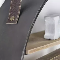 Kirklands Home Shelves|Metal Circle Wall Shelf with Leather Strap