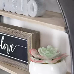 Kirklands Home Shelves|Metal Circle Wall Shelf with Leather Strap