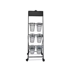 Kirklands Home Planters|Metal Rolling Planter with Galvanized Buckets