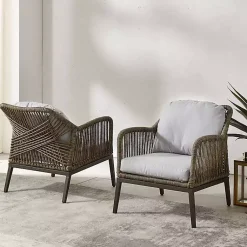 Kirklands Home Outdoor Seating|Metal Rope Outdoor Chairs with Cushions, Set of 2