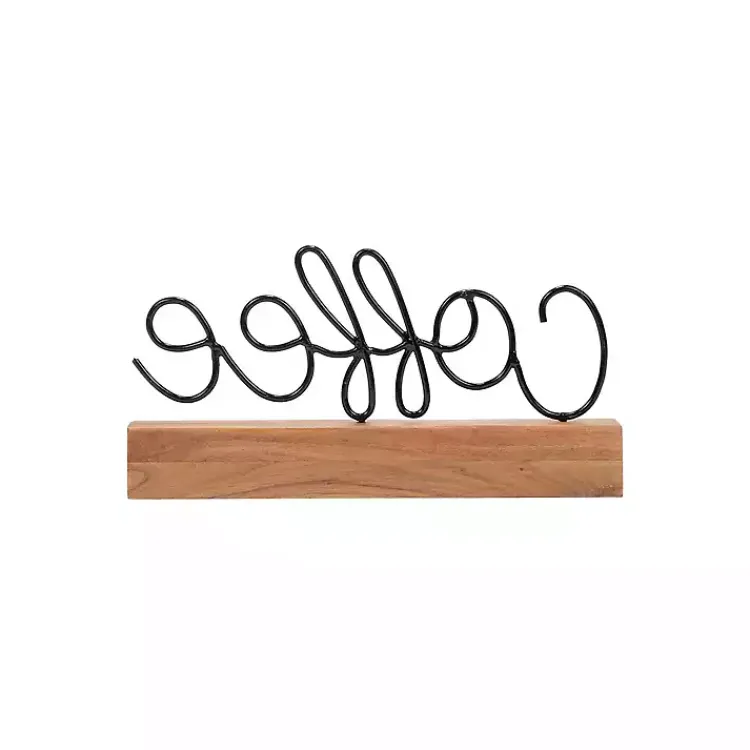 Online Metal Script Coffee Wood Block Statues & Figurines
