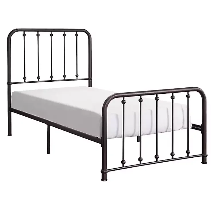 Kirklands Home Beds & Headboards|Metal Slat Bronze Twin Platform Bed Black