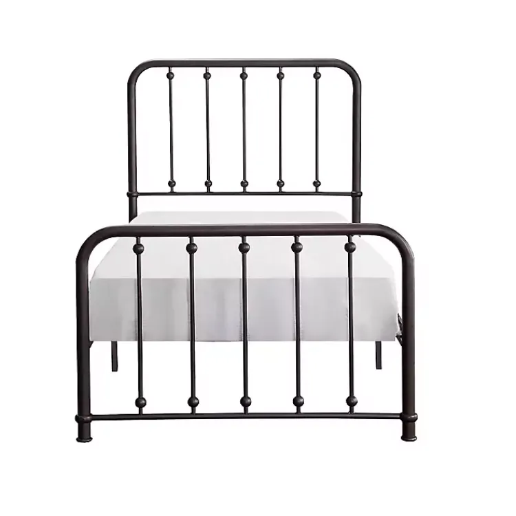 Kirklands Home Beds & Headboards|Metal Slat Bronze Twin Platform Bed Black
