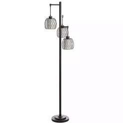 Kirklands Home Floor Lamps|Metal Tiered Woven Cage Robert Floor Lamp Black