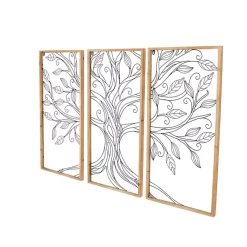 Kirklands Home Wall Plaques|Metal Wire Tree Panel Wall Plaques, Set of 3