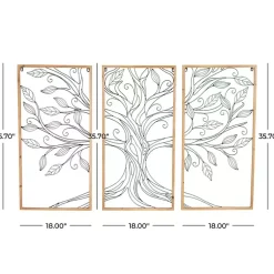 Kirklands Home Wall Plaques|Metal Wire Tree Panel Wall Plaques, Set of 3