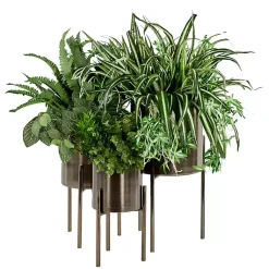 Kirklands Home Planters|Metallic Modern Iron Planters, Set of 3 Black