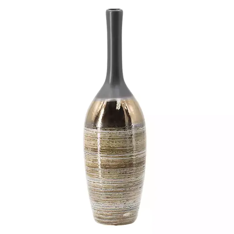 Online Metallic Bronze Bottle Neck Vase, 19 in. Vases