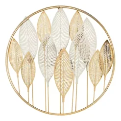 Kirklands Home Wall Plaques|Metallic Gold and Silver Layered Leaf Wall Plaque