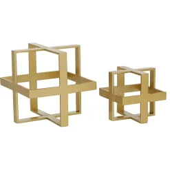 New Metallic Cube Sculptures, Set of 2 Statues & Figurines
