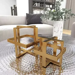 New Metallic Cube Sculptures, Set of 2 Statues & Figurines