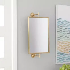 Kirklands Home Decorative Mirrors|Metallic Metal Frame Wall Mirror Gold