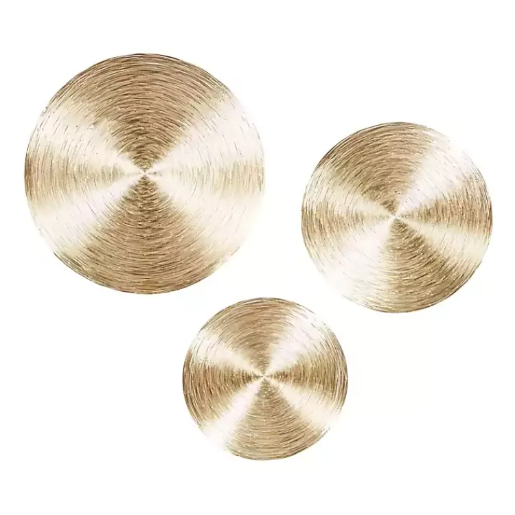 Kirklands Home Wall Plaques|Metallic Plates Wall Sculptures, Set of 3 Gold