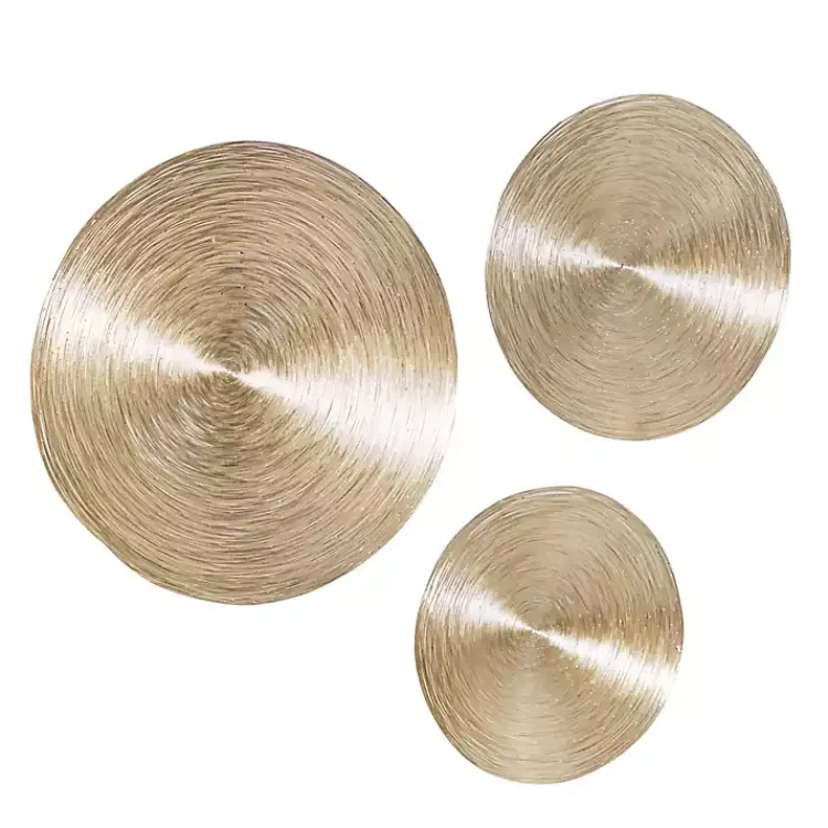 Kirklands Home Wall Plaques|Metallic Plates Wall Sculptures, Set of 3 Gold
