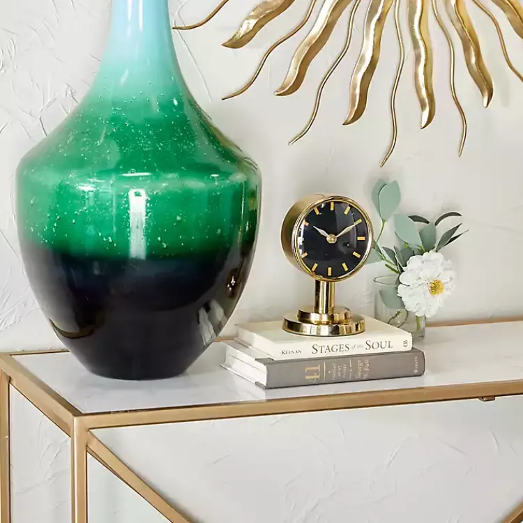 New Metallic Steel Beveled Base Tabletop Clock Decorative Accents