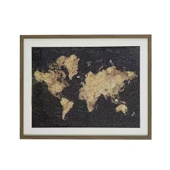 Kirklands Home Framed Art|Metallic Gold World Map Framed Art Print