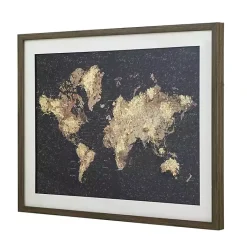 Kirklands Home Framed Art|Metallic Gold World Map Framed Art Print