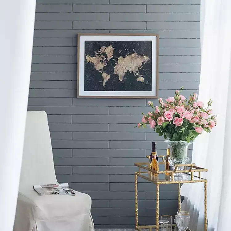 Kirklands Home Framed Art|Metallic Gold World Map Framed Art Print