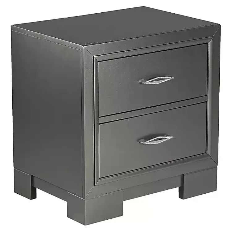 Kirklands Home Nightstands|Metallic Wood Jovan Nightstand Gray