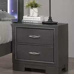 Kirklands Home Nightstands|Metallic Wood Jovan Nightstand Gray