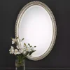 Kirklands Home Decorative Mirrors|Metallic Silver Beaded Edge Oval Mirror
