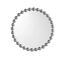 Kirklands Home Decorative Mirrors|Metallic Foiled Beaded Wall Mirror SIlver