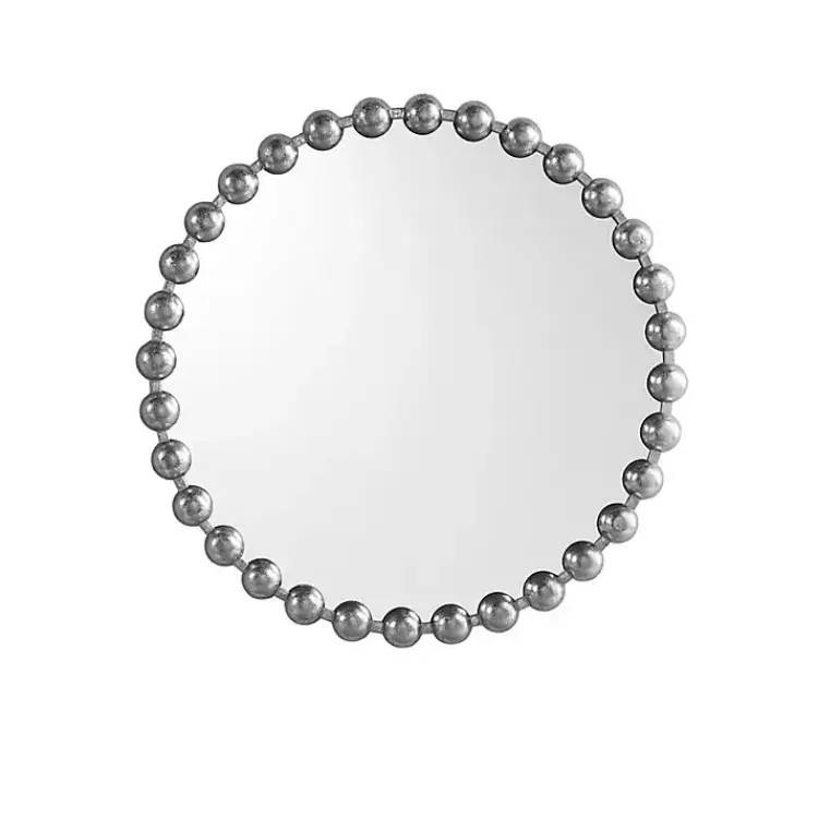 Kirklands Home Decorative Mirrors|Metallic Foiled Beaded Wall Mirror SIlver