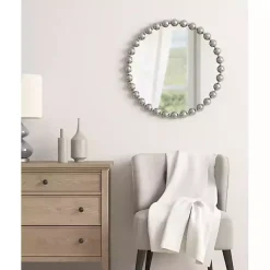 Kirklands Home Decorative Mirrors|Metallic Foiled Beaded Wall Mirror SIlver