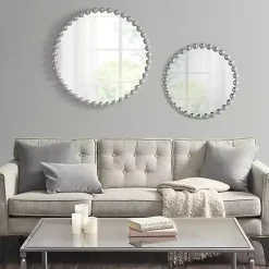 Kirklands Home Decorative Mirrors|Metallic Foiled Beaded Wall Mirror SIlver