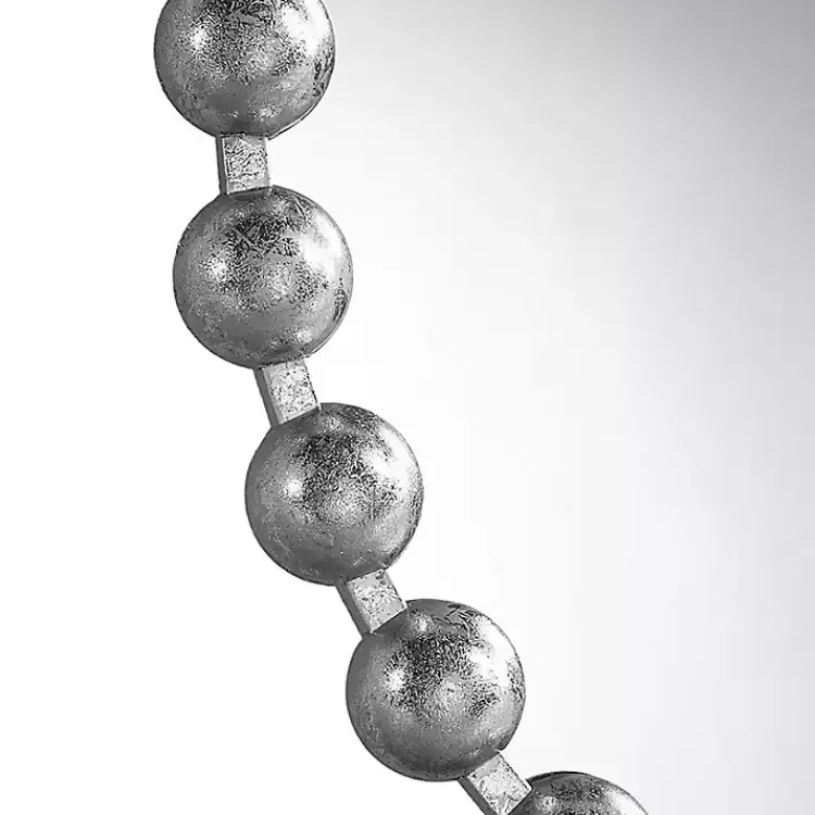 Kirklands Home Decorative Mirrors|Metallic Foiled Beaded Wall Mirror SIlver