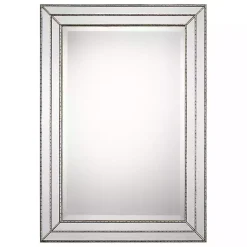 Kirklands Home Decorative Mirrors|Metallic Grooved Texture Wall Mirror Silver