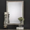 Kirklands Home Decorative Mirrors|Metallic Silver Textured Frame Wall Mirror
