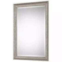 Kirklands Home Decorative Mirrors|Metallic Silver Textured Frame Wall Mirror