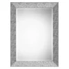 Kirklands Home Decorative Mirrors|Metallic Silver Textured Frame Wall Mirror