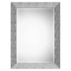 Kirklands Home Decorative Mirrors|Metallic Silver Textured Frame Wall Mirror