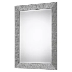 Kirklands Home Decorative Mirrors|Metallic Silver Textured Frame Wall Mirror