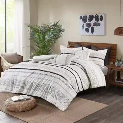Kirklands Home Comforters|Mia White Striped 3-pc. King Comforter Set