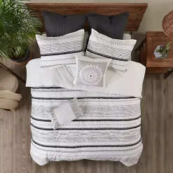 Kirklands Home Comforters|Mia White Striped 3-pc. King Comforter Set