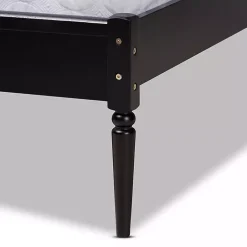 Kirklands Home Beds & Headboards|Mid-Century Black Wood Rattan Queen Platform Bed