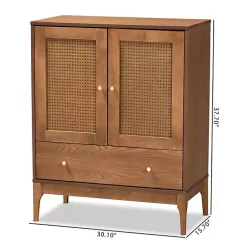 Kirklands Home Cabinets & Sideboards|Mid-Century Modern Rattan Walnut Cabinet Brown