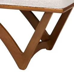 Kirklands Home Benches & Ottomans|Mid-Century Modern Boucle Angled Bench White