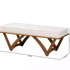 Kirklands Home Benches & Ottomans|Mid-Century Modern Boucle Angled Bench White
