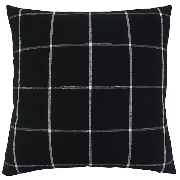 Online Midnight Black Large Print Plaid Throw Pillow Pillows
